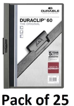 picture of Durable - DURACLIP® 60 Clip Folder - A4 - Anthracite Grey - Pack of 25 - [DL-220957]