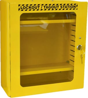 picture of Spectrum Yellow Lockout Cabinet - Clear Fascia - SCXO-CI-LOK151