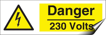 picture of Danger 230 Volts Sign LARGE - 600 x 200Hmm - Self Adhesive Vinyl - [AS-WA245-SAV]