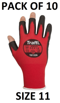 picture of TraffiGlove Metric 3 Exposed Fingertips Gloves - Size 11 - Pack of 10 - TS-TG1220-11X10 - (AMZPK2)