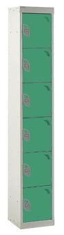 picture of QMP Tool Charging Locker - Solid Door - RCD Plug - 6 Compartment - Green - 1800H x 300W x 450D mm - [QM-BR1830456GSX]