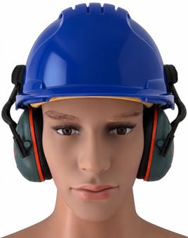 picture of Jsp Evo3 Blue Vented Hard Hat With Sonis Compact Helmet Mounted Ear Defenders - [IH-EVO3BLSONISC]