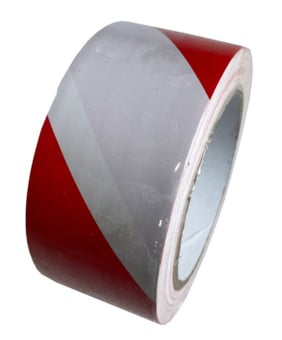 Picture of Self Adhesive Red White Warning Tape - 50mm x 33M - [OS-70/003/060]