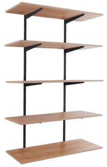 Picture of BiGDUG Garage Wall Mounted Shelving Kit - 1600h x 1000w x 400d mm - 5 Oak Melamine Levels - [BDU-TSB1645OG]