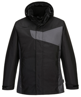 picture of Portwest - PW2 Winter Jacket - Polyester - Double PU Coated - Black/Zoom Grey - PW-PW260BZR