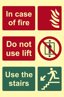 Picture of Spectrum In Case Of Fire Do Not Use Lift Use The Stairs - PHS 200 x 300mm - [SCXO-CI-17139]