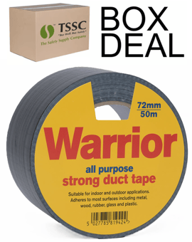 picture of Warrior Easytear Cloth Duct Tape - Black - 72mm x 50m - Box Deal of 16 - [IH-ULT-00427250BKWR]