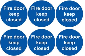 picture of Safety Labels - Fire Door Keep Closed (24 pack) 6 to Sheet - 75mm dia - Self Adhesive Vinyl - [IH-SL60-SAV]