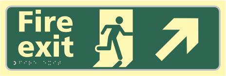 picture of Spectrum Fire Exit Man Running Arrow Up/Right – TaktylePh 450 x 150mm - SCXO-CI-TK0532BSIPH