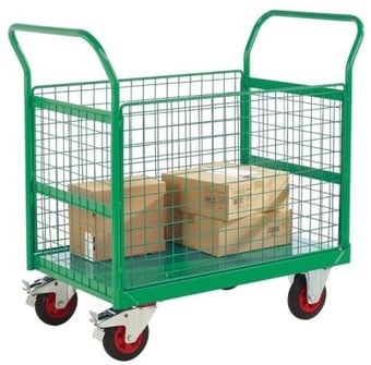 picture of QMP 4 Sided Trucks - Green - Mesh Sides - 830H x 600W x 1200D mm - [QM-RTBT4612MGXX] - (LP)
