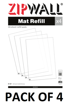 picture of ZipWall® Mat Refill - 30-sheet Refill Pads - Pack of 4 - [ZP-ZWTMR]