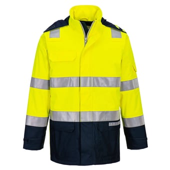 picture of Portwest FR605 - Bizflame Rain+ Hi-Vis Light Arc Jacket - Yellow/Navy - PW-FR605YNR
