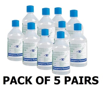 picture of Saline Eye Wash Bottles - 0.9% Sterile - Pack of 5 Pairs 500ml - [SA-E404X5] - (AMZPK)