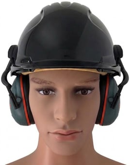 picture of Jsp Evo3 Black Vented Hard Hat With Sonis Compact Helmet Mounted Ear Defenders - [IH-EVO3BSONISC]