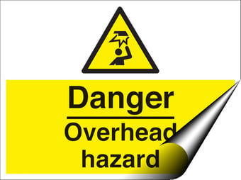 Picture of Danger Overhead Hazard Sign - 600 x 450Hmm - Self Adhesive Vinyl [AS-WA137-SAV]