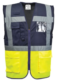 picture of Portwest C276 - Paris Hi-Vis Contrast Executive Vest - Yellow/Navy - PW-C276YNR
