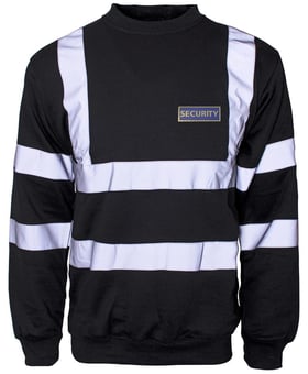 Picture of SECURITY Printed Front and Back - Supertouch  Hi Vis Crew Neck Sweatshirt - Black - ST-39571-SEC