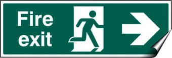 picture of Fire Exit Arrow Pointing East Sign LARGE - 600 x 200Hmm - Self Adhesive Vinyl - [AS-SA2-SAV]