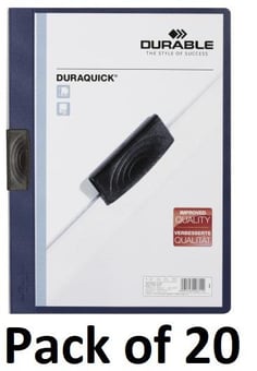 picture of Durable - Duraquick® 20 Clip Folder - A4 - Dark Blue - Pack of 20 - [DL-227007]