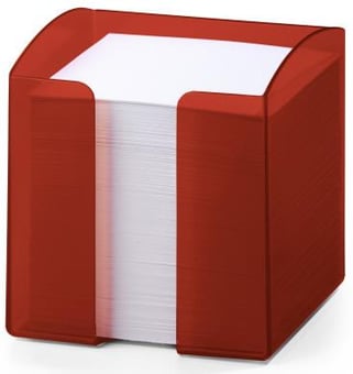 picture of Durable - NOTE BOX TREND With 800 White Paper Notes - Transparent Red - 100 x 105 x 100 mm - Pack of 6 - [DL-1701682003]