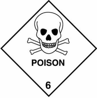 picture of UN Hazard Warning Diamond Label Self Adhesive Placard - POISON (Class 6) - [HZ-HZ612] 
