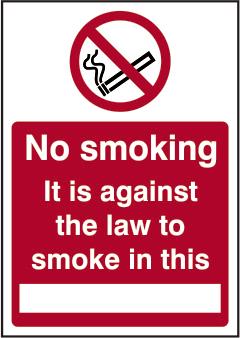 picture of Spectrum No Smoking It Is Against The Law To Smoke In This _ – SAV 148 x 210mm - SCXO-CI-11862