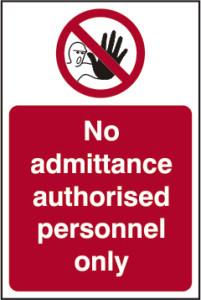 Picture of Spectrum No Admittance Authorised Personnel Only - SAV 400 x 600mm - SCXO-CI-11614