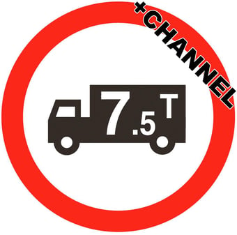 picture of Traffic Lorry Tons 7.5 Tonnes Sign With Fixing Channel - FIXING CLIPS REQUIRED - Class 1 Ref BSEN 12899-1 2001 - 600mm Dia - Reflective - 3mm Aluminium - [AS-TR47-ALUC]