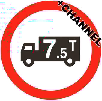 picture of Traffic Lorry Tons 7.5 Tonnes Sign With Fixing Channel - FIXING CLIPS REQUIRED - Class 1 Ref BSEN 12899-1 2001 - 600mm Dia - Reflective - 3mm Aluminium - [AS-TR47-ALUC]
