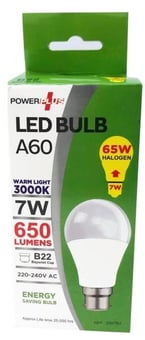 Picture of Power Plus - 7W - B22 Energy Saving A60 LED Bulb - 650 Lumens - 3000k Warm Light - Pack of 12 - [PU-3397]