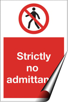 Picture of Strictly No Admittance Sign LARGE - 400 x 600Hmm - Self Adhesive Vinyl [AS-PR43-SAV]