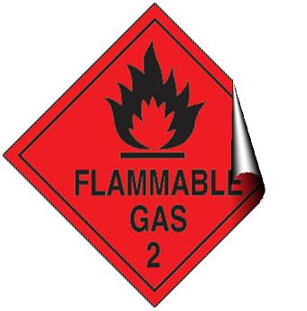 picture of Hazchem & Transport Labels - Flammable Gas - Conforms to Dangerous Goods Regulations - 100 X 100Hmm - Self Adhesive Vinyl - [AS-DA15-SAV]