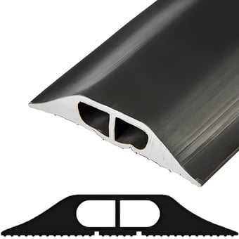 Picture of Vulcascot Superior Office Floor Cable Protector - Two 15 x 10 mm Channels - Black - Price per Meter - [VS-BNC1]