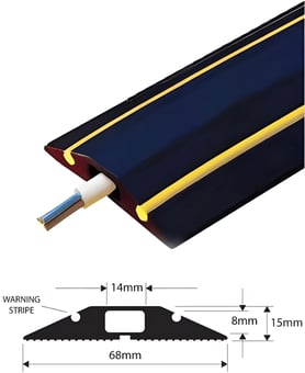 picture of Vulcascot Superior Hi Viz Office Floor Cable Protector - 14 x 8 mm Channel- Black and yellow - Price per meter - [VS-HAZ1]