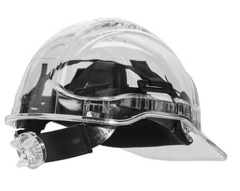 picture of Portwest - PV60 - Clear - Peak View Ratchet Hard Hat - Vented - Adjustable Wheel Ratchet - [PW-PV60CLR] - (DISC-R)