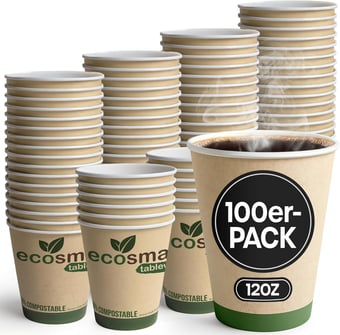 picture of Volila Paper Coffee Cups 100 Pack - 12 Oz Recyclable Cups - [JR-CUPS12OZ]
