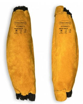 picture of TSSC Graywolf Cow Split Tan Brown Leather Welding Sleeves - 14 Inch - [GRF-GWGSL14] - (DISC-W)