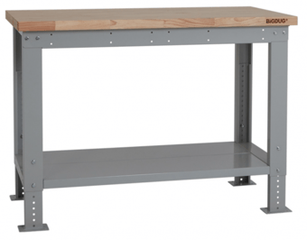 picture of BiGDUG Heavy Duty Workbench - 877h x 1215w x 600d mm - Full Depth Shelf - Wooden Worktop - [BDU-HDWBF126SW]
