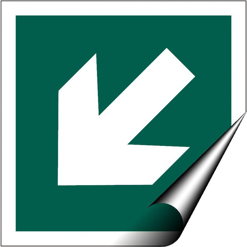 picture of Arrow Sign Diagonal White on Green MEDIUM - 150 x 150Hmm - Self Adhesive Vinyl - [AS-SA33-SAV]