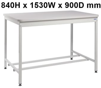picture of QMP Mailroom Workbench - Open Bench - MFC Worktop - 840H x 1530W x 900D mm - [QM-MR841590PLXX]