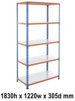 picture of BiGDUG BiG200 Shelving 5 Levels - Steel Shelves - 1830h x 1220w x 305d mm - 140kg UDL - [BDU-B21812035BOS]
