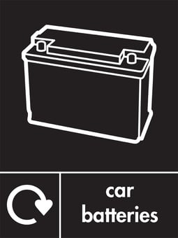 picture of Recycling Signs - Car Batteries - 300 X 400Hmm - Rigid Plastic - [AS-WR67-RP]