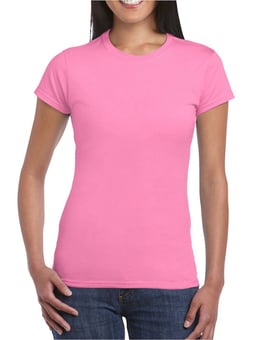 picture of Gildan 64000L Softstyle Azalea Pink Ladies T-Shirt - BT-64000L-AZALEA