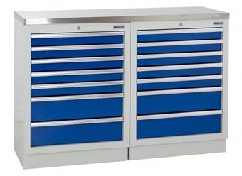 picture of BiGDUG 1361mm Wide Workbench - 2x 7 Drawer Cabinet - Stainless Worktop - [BDU-TGC55GBS] - (LP)