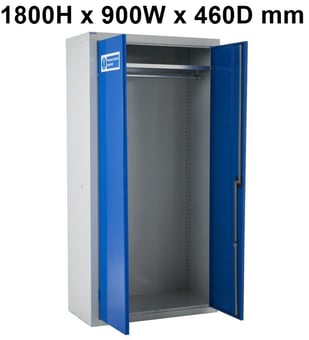 picture of QMP PPE Clothing Cupboard - 1 Shelf & Hanging Rail - 1800H x 900W x 460D mm - [QM-CR1890461BXX]
