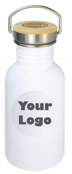 Picture of Branded With Your Logo - Traveller Canteen - Bamboo Lid - White - 500ml - [IH-PC-C5601WHITE] - (HP)