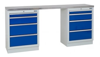 picture of BiGDUG 2041mm Wide Workbench - 2x 4 Drawer Cabinet - Stainless Worktop - [BDU-TGC303GBS] - (LP)