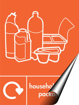 Picture of Recycling Signs - Household Plastic Packaging - 300 X 400Hmm - Self Adhesive Vinyl - [AS-WR18-SAV]