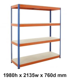 picture of BiGDUG BiG400 Racking 4 Levels - Chipboard Shelves - 1980h x 2135w x 760d mm - [BDU-B41921074BO]