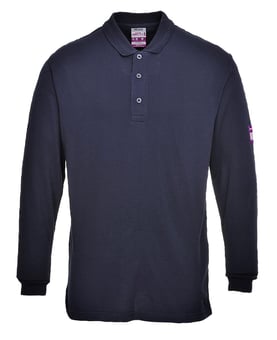 picture of Portwest Flame-Resistant Anti-Static Long Sleeve Navy Blue Polo Shirt - PW-FR10NAR